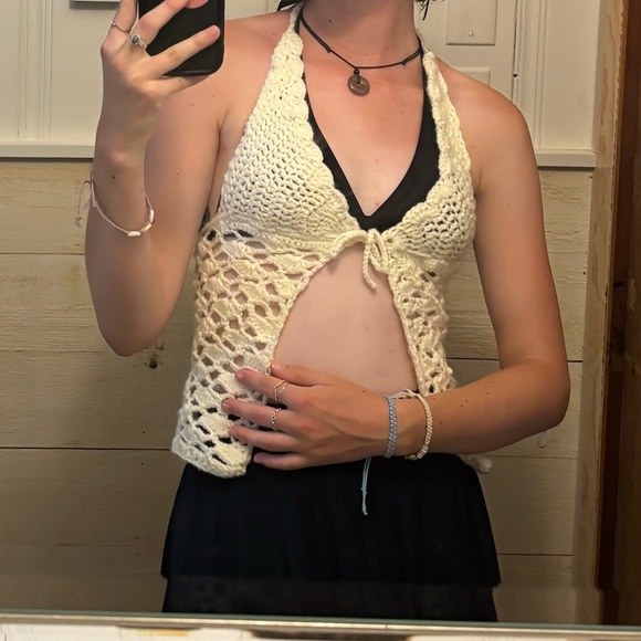 Cream Crochet Halter Top - Picture 3 of 3